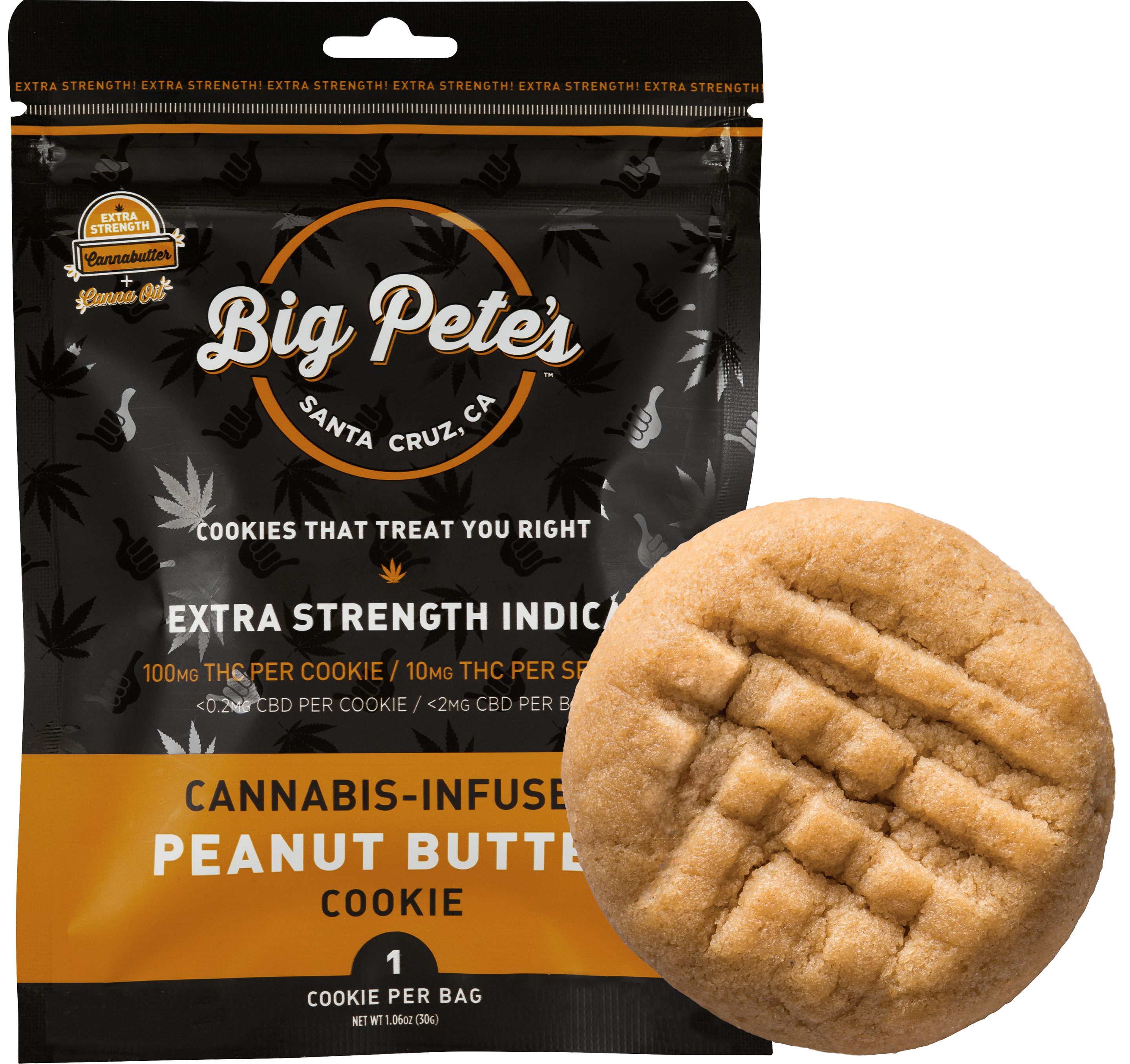Photograph of product: Big Pete's 200mg Single Oui'd Peanut Butter Cookie