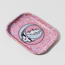 Photograph of product: Blazy Susan x Grateful Dead Small Metal Rolling Tray Pink Blue