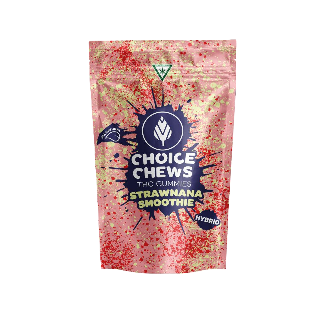 Photograph of product: Gummies | Hybrid Strawnana Smoothie | 100mg | 20pk | Choice Chews