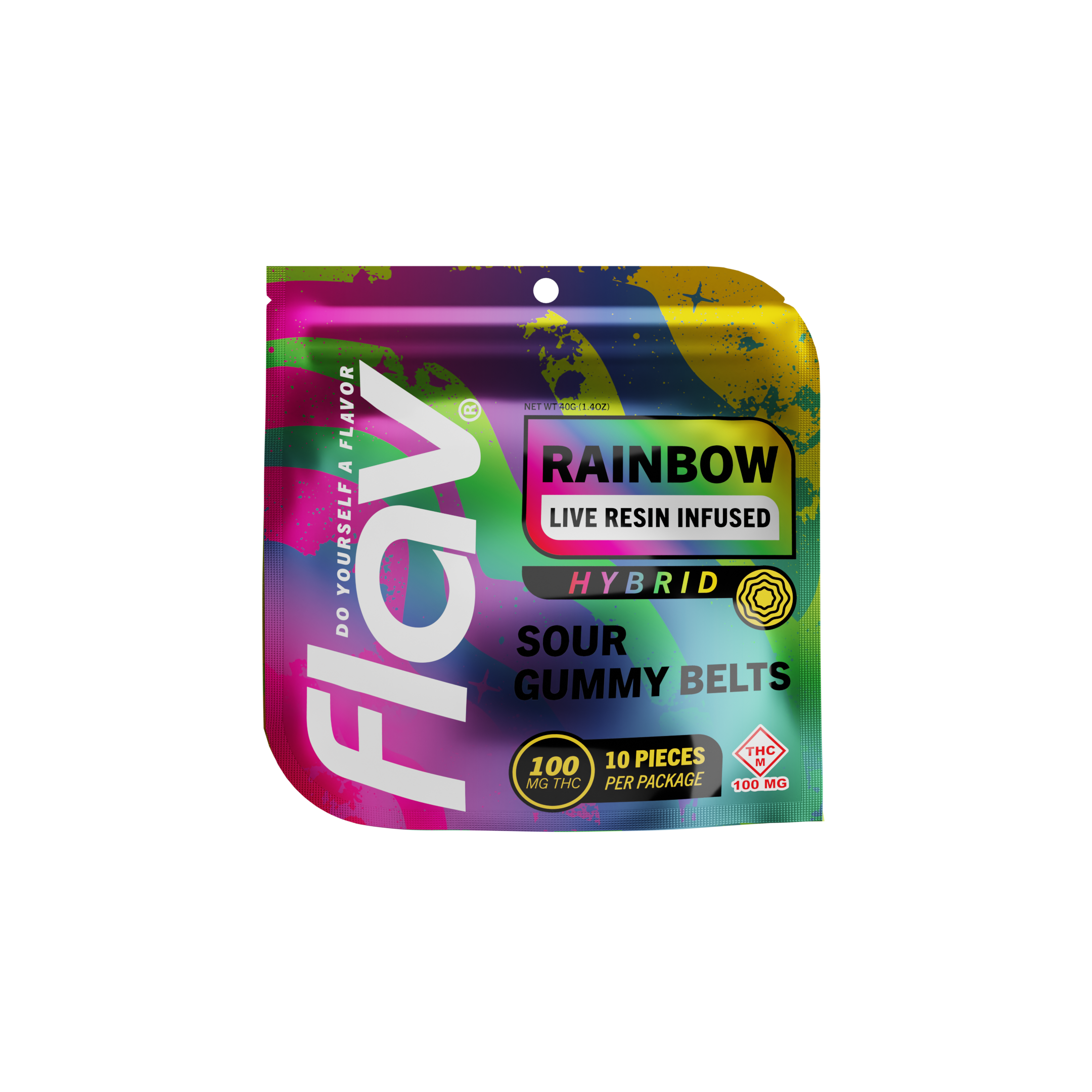 Photograph of product: Flav - Live Resin Gummy Belt Sour Rainbow - 100mg