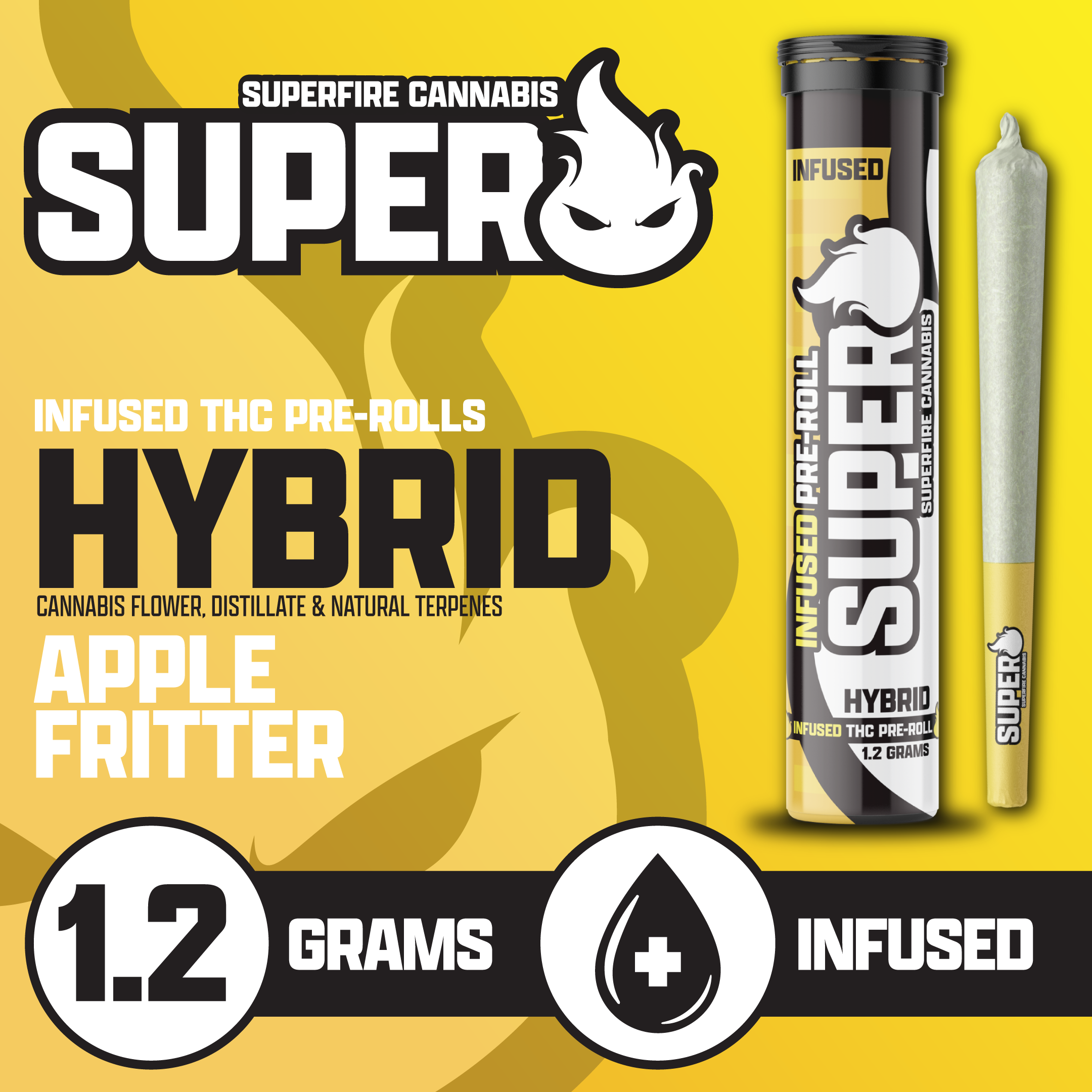 Photograph of product: SuperFire 1.2g Infused Pre-Roll - Apple Fritter