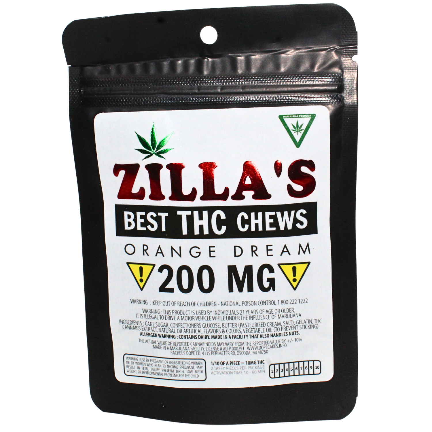 Photograph of product: ZILLA'S TAFFY | ORANGE DREAM | 200MG