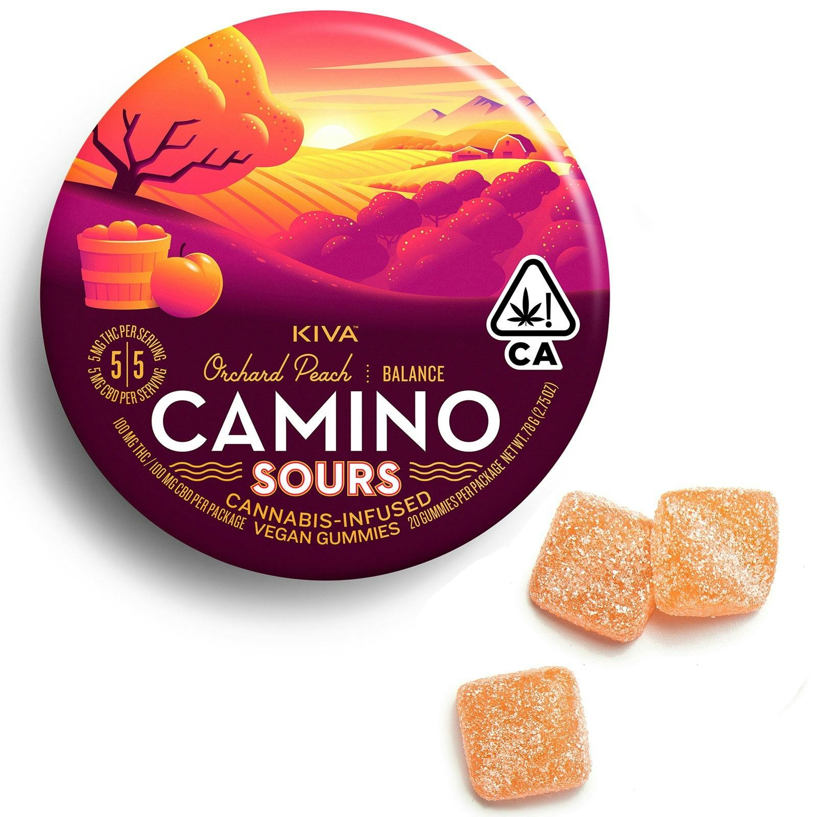 Photograph of product: Camino - Orchard Peach 1:1 THC:CBD - 200mg Gummies (10x20mg)