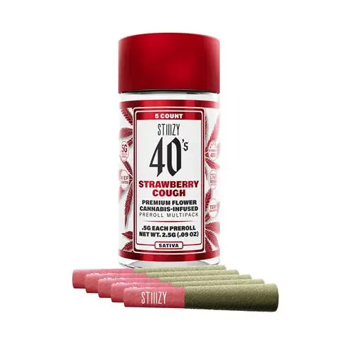 Photograph of product: Stiiizy 40s - Strawberry Cough - Infused Preroll (5 Pack)