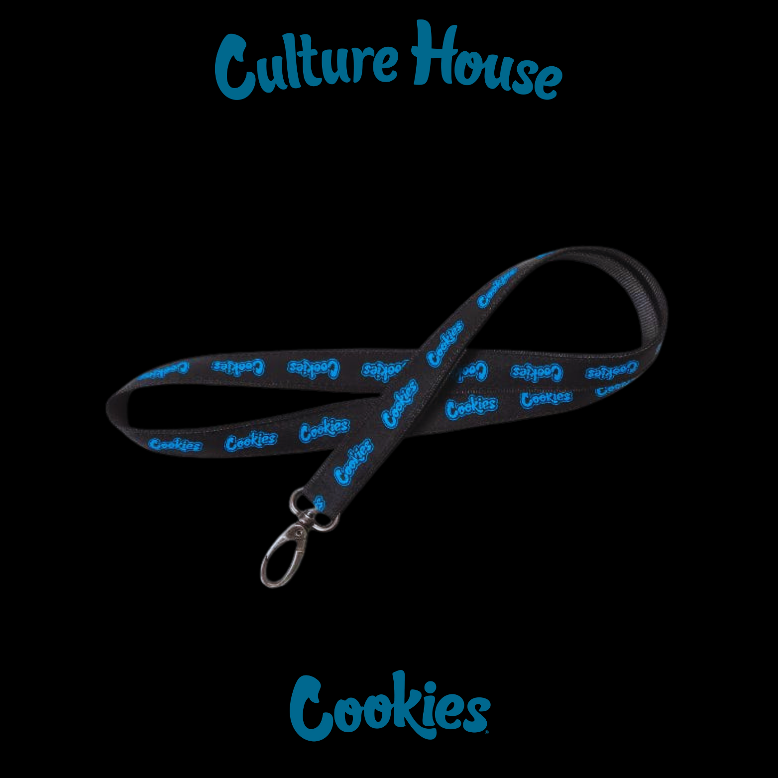 Photograph of product: Cookies | 18" Original Mint Lanyard | Black/Blue