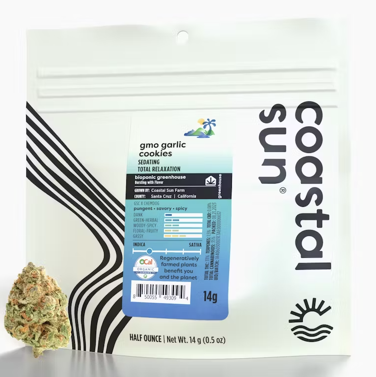 Photograph of product: GMO Garlic Cookies (I) 14g Half  - Coastal Sun