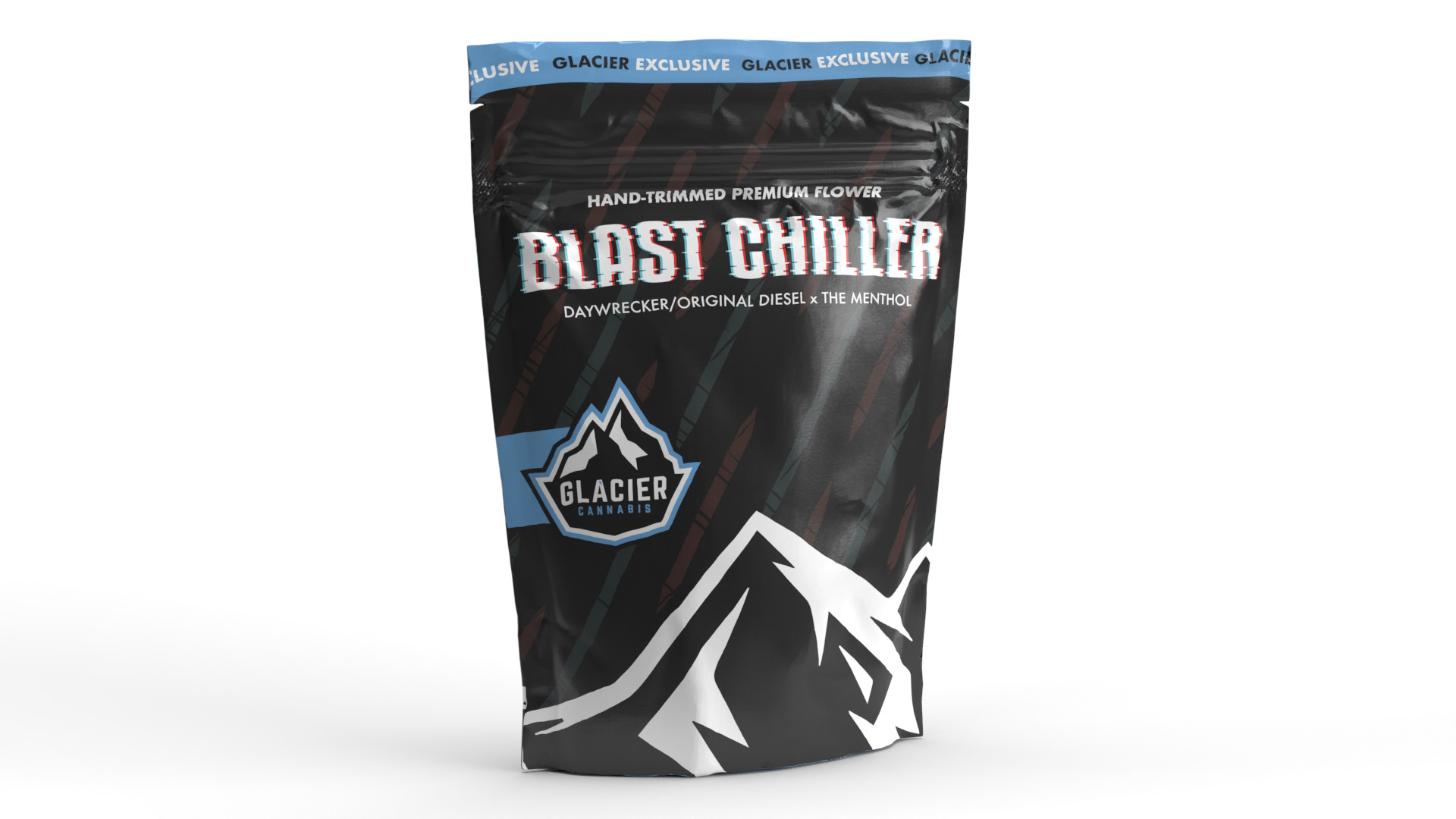 Photograph of product: Glacier Blast Chiller 8th Prepack 3.5g Legendary Hand-Trimmed Flower