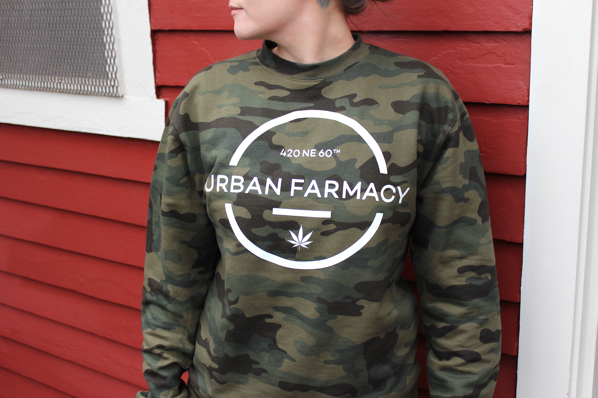 Photograph of product: Urban Farmacy - Crew Neck Sweatshirt "Forest Camo" ( S - XL)