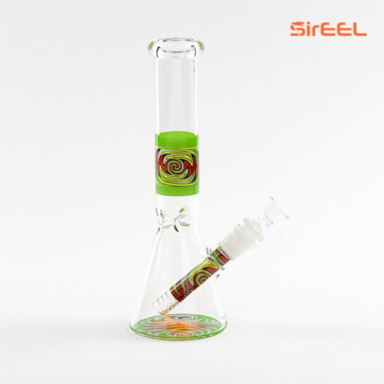 Photograph of product: LuvBuds - 10" SirEEL 3-Section Wig-Wag Beaker Bong with Flower Bowl - Assorted Colors