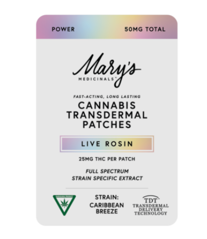 Photograph of product: Mary's Medicinals - Transdermal Patch - 25mg TH-oui Live Rosin - 2pk - Power - Caribbean Breeze