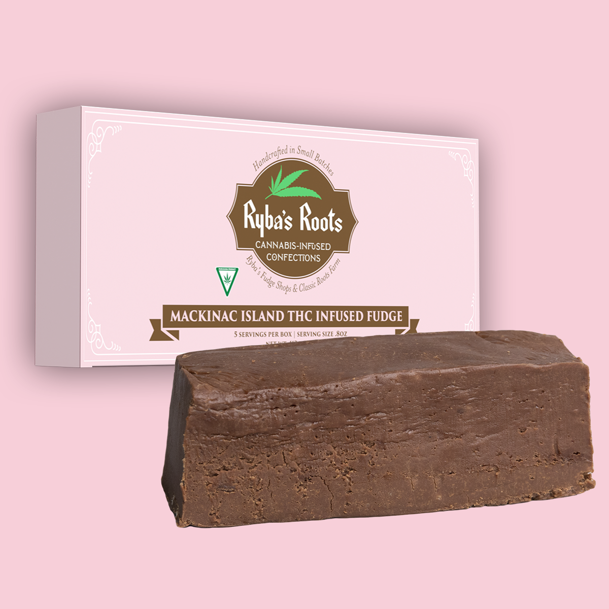 Photograph of product: 100MG RYBA'S ROOTS MACKINAC ISLAND CHERRY FUDGE