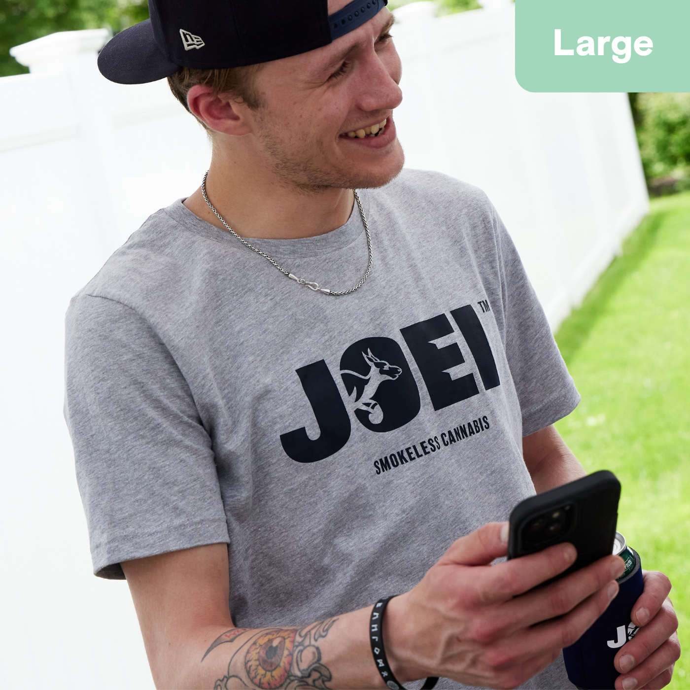 Photograph of product: JOEI | T-Shirt | Logo | Gray I Large