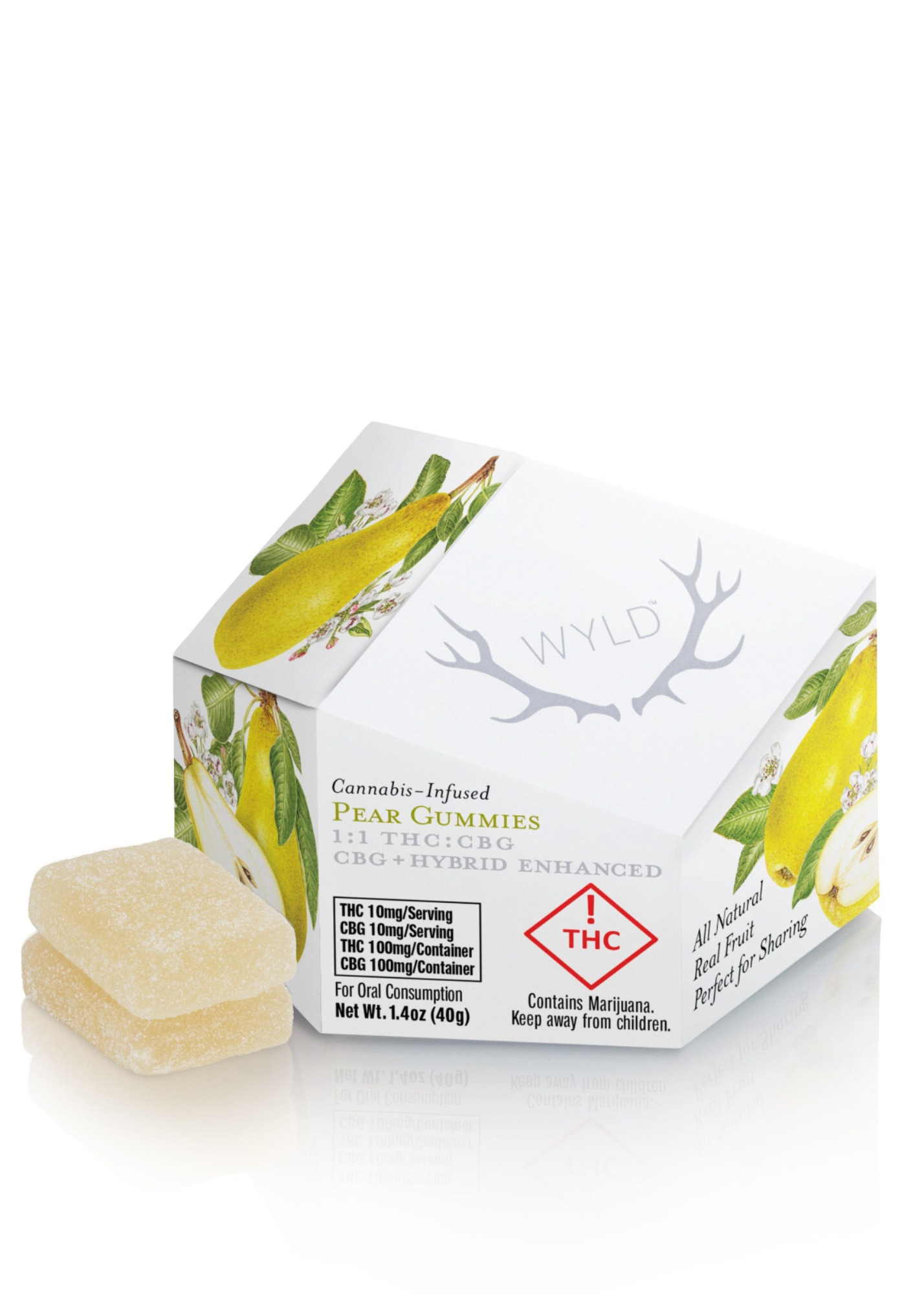 Photograph of product: Wyld - (H) Pear (1:1 CBG) Gummies