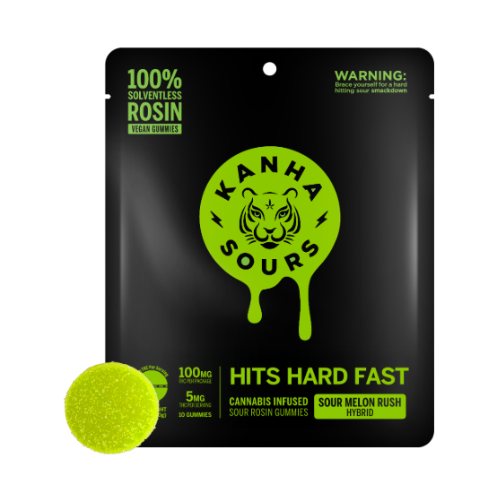 Photograph of product: Sour Melon Rush Live Rosin Gummies 100mg