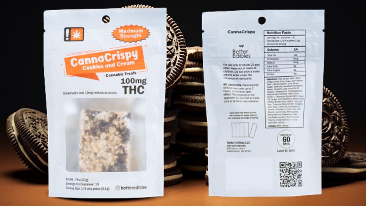 Photograph of product: CannaCrispy | 100MG | Cookies & Cream Rice Crispy Treat (Oui'd)