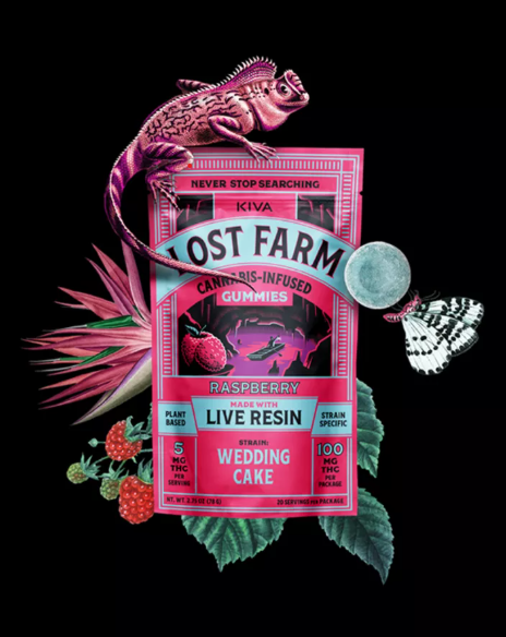 Photograph of product: Lost Farms | Raspberry x Wedding Cake | Resin Gummies | 10ct | 100mg