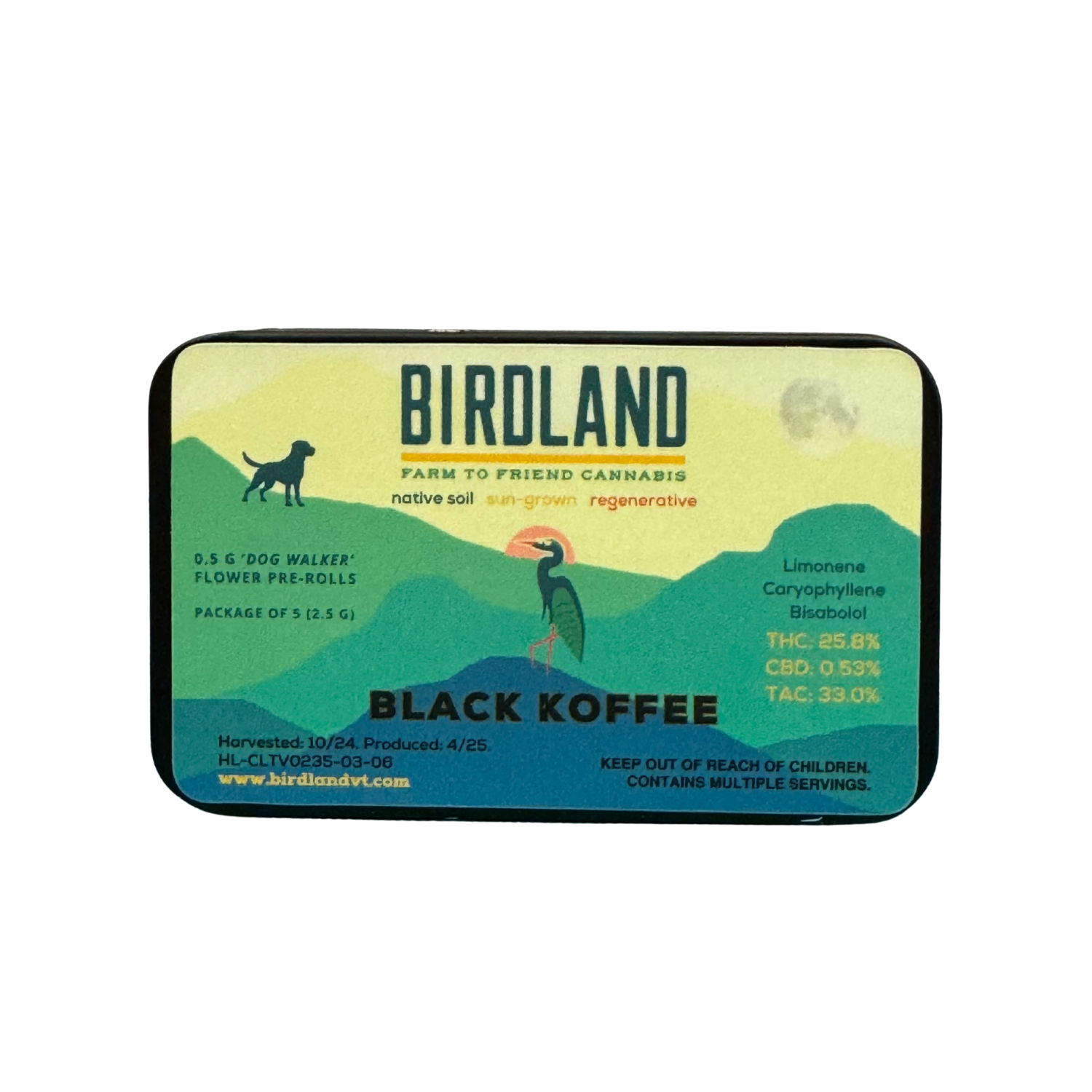 Photograph of product: Black Koffee | Pre-rolls 1/2g-5pk | Birdland