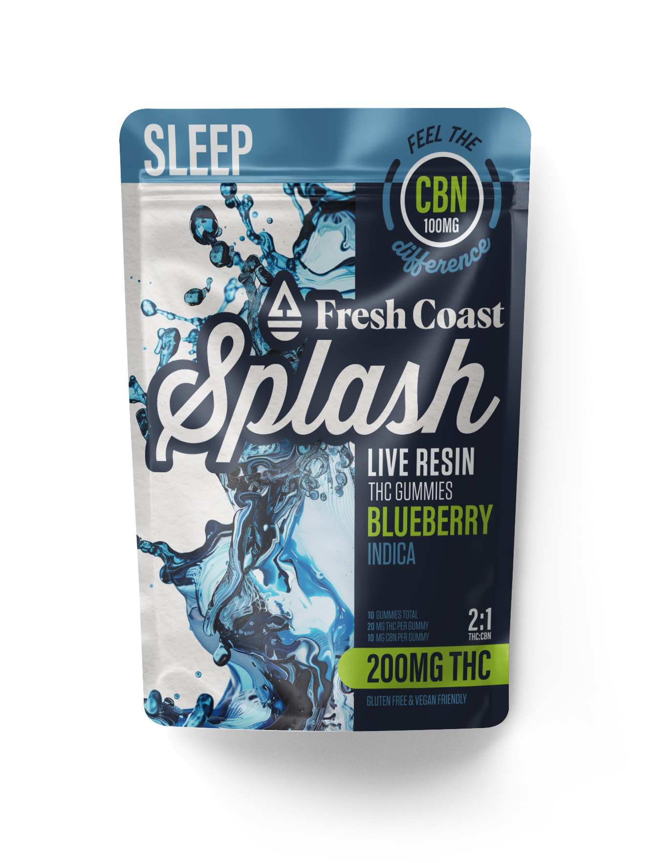 Photograph of product: Fresh Coast Splash (2:1 TH-oui:CBN) Blueberry Gummies