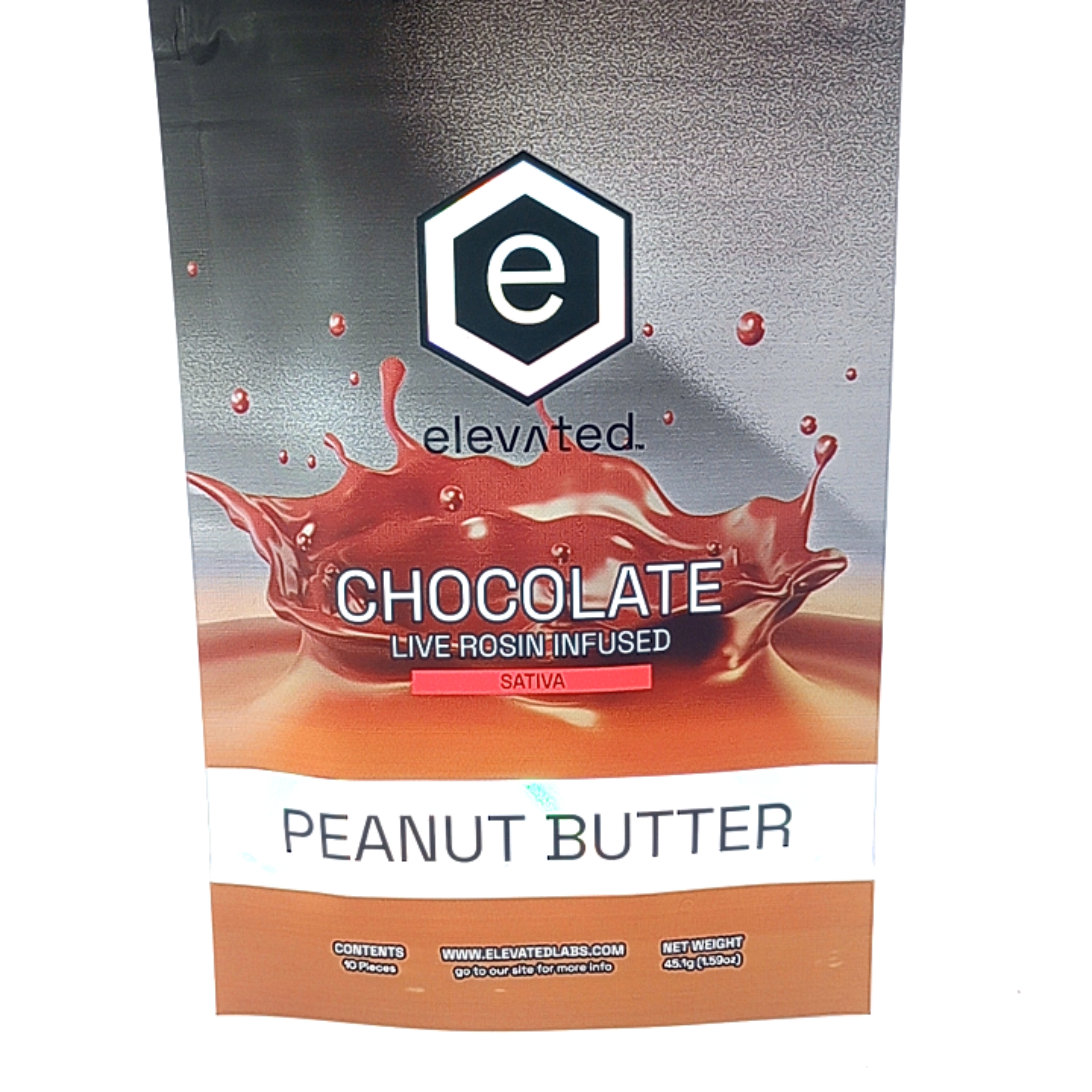 Photograph of product: Elevated - Chocolate - 100mg - Live ROSIN - Oui'd - Peanut Butter