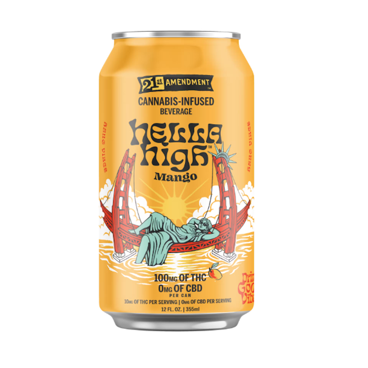 Photograph of product: 100mg Mango (Hybrid) 21st Amendment Hella High Beverage $11