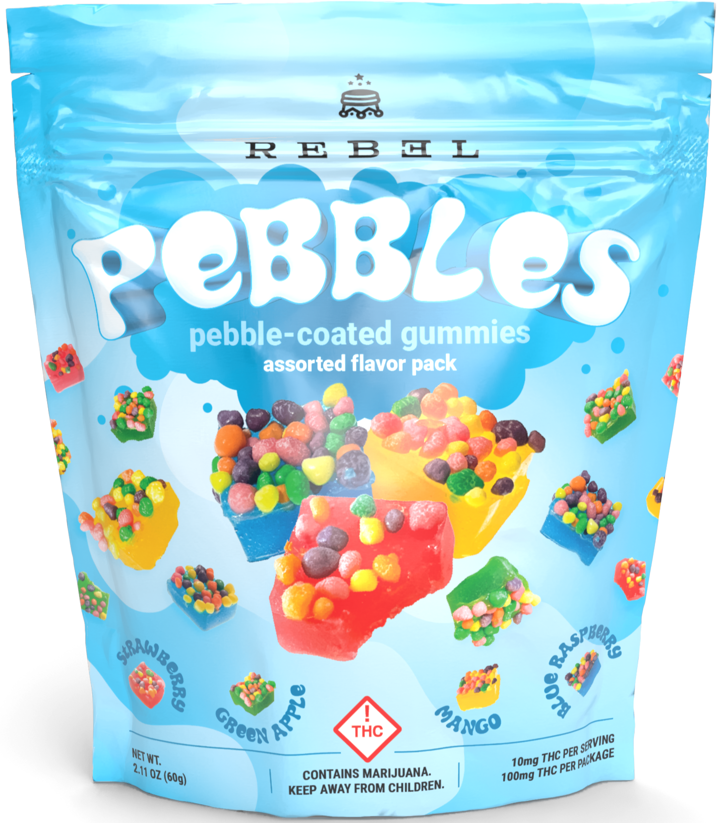 Photograph of Product: Rebel "Pebbles" Gummies: Hybrid