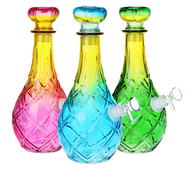 Photograph of product: Vintage Crystal Decanter Ombre Glass Water Pipe | Lozenge | 10.5" | 14mm F | Colors Vary