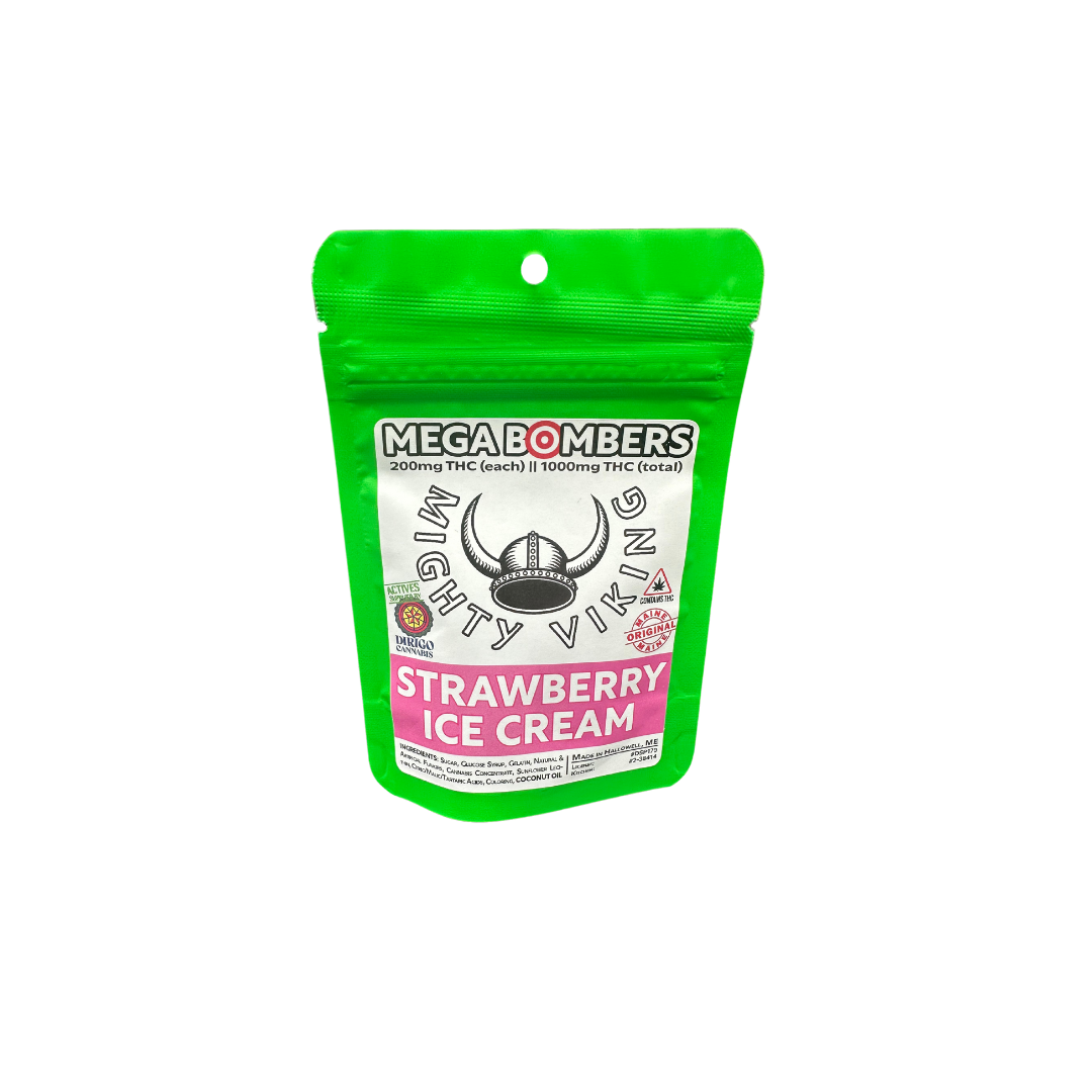 Photograph of product: 200mg Strawberry Ice Cream Mega Bomber Gummies