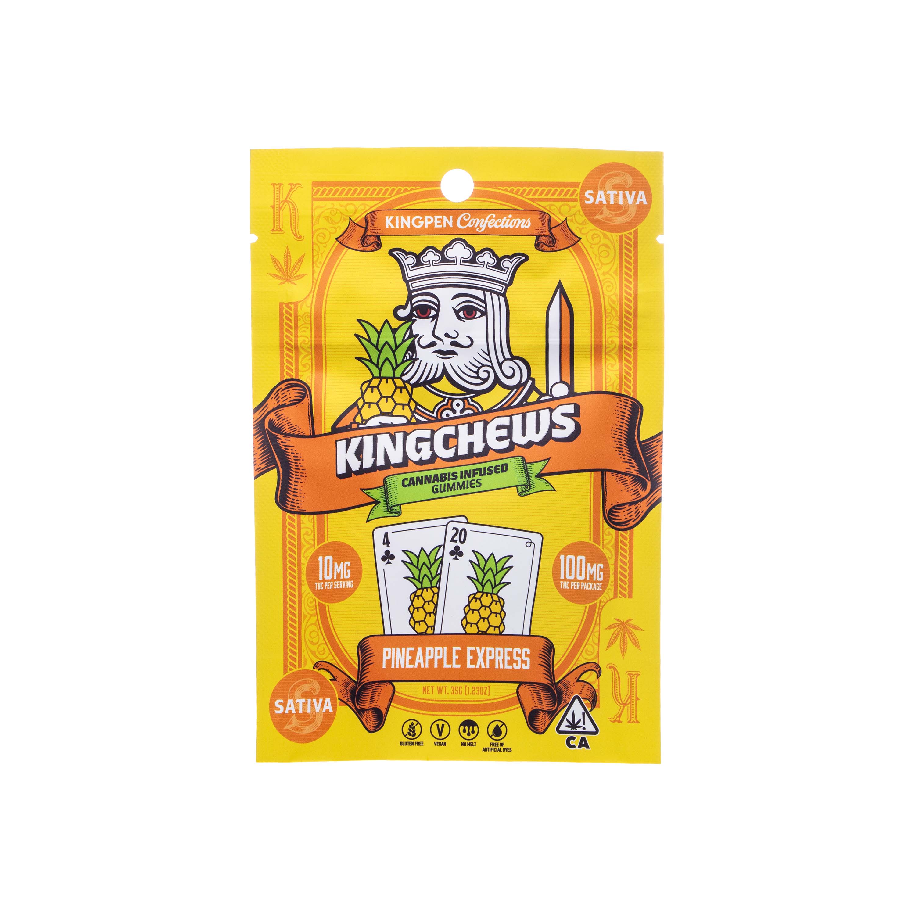 Photograph of product: Kingchews | Pineapple Express Gummies (100mg TH-oui)