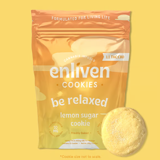 Photograph of product: Enliven Lemon Sugar 1:1 TH-oui/CBD Cookie 100mg