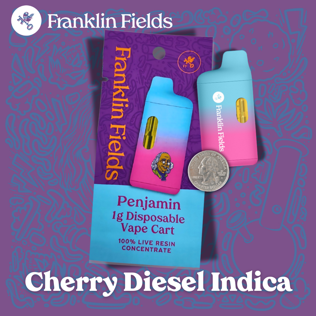 Photograph of product: Cherry Diesel | Oui'd Live Resin Disposable | Franklin Fields