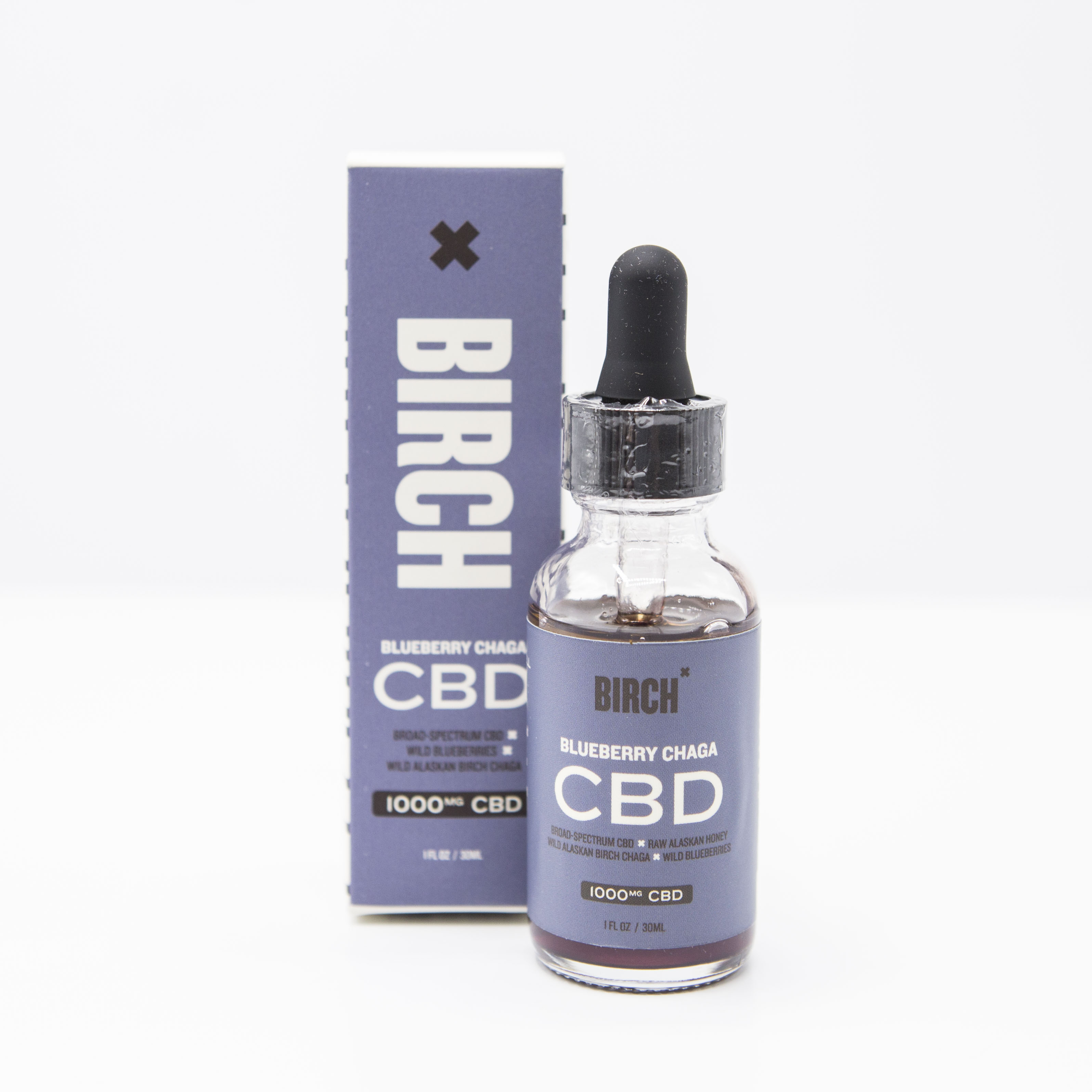 Photograph of product: Blueberry Honey Chaga CBD Tincture - $65/1000mg
