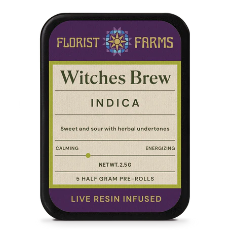 Photograph of product: Florist Farms | Witches Brew | Live Resin Infused | Pre Rolls | 5 x 0.5g