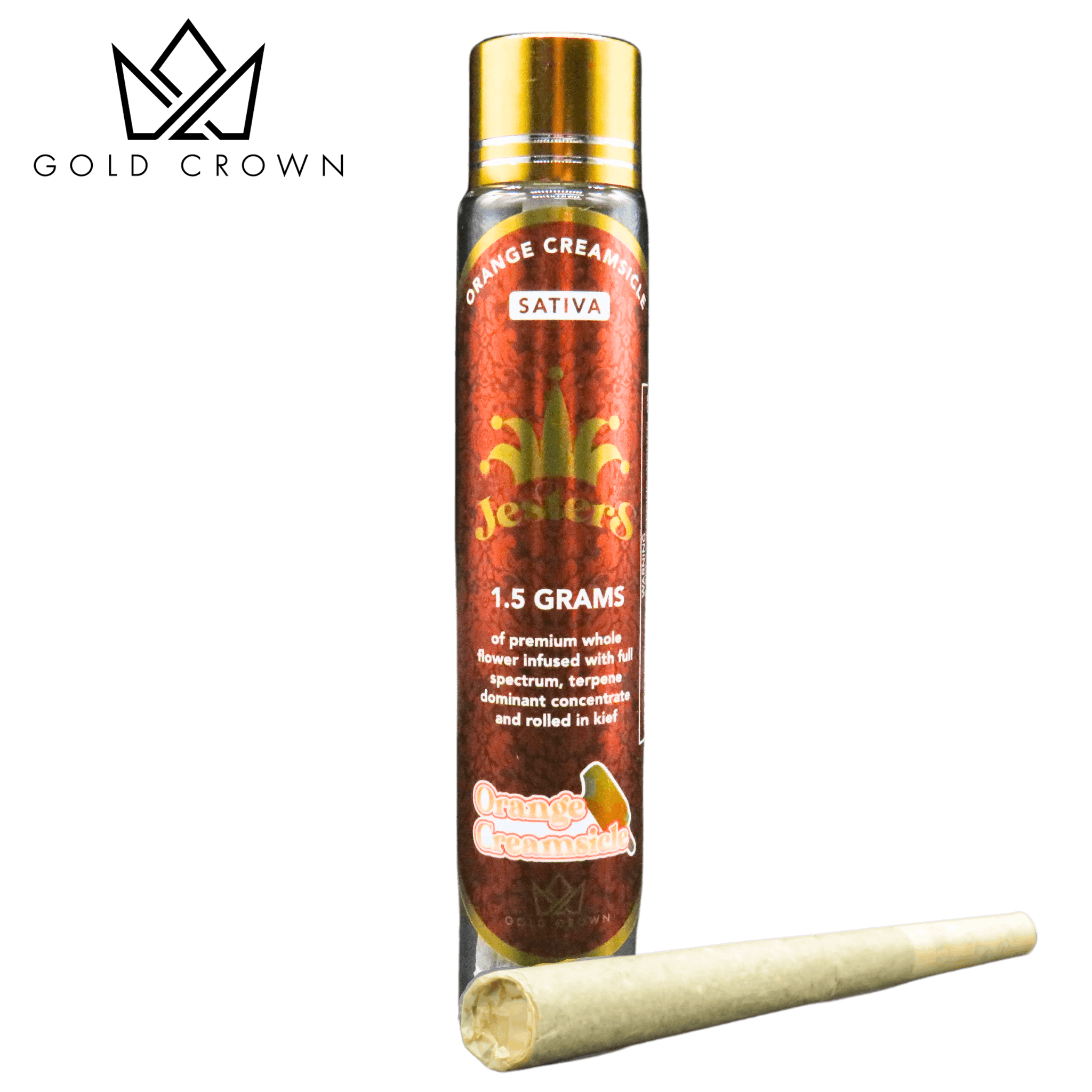 Photograph of product: JESTERS INFUSED PRE ROLL | ORANGE CREAMSICLE