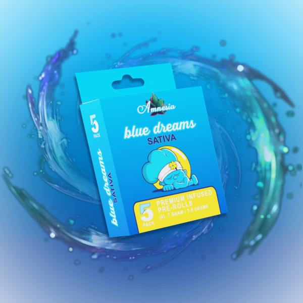 Photograph of product: Amnesia | Blue Dream | 5-Pack Infused (.7g) Pre-Rolls