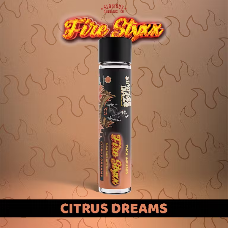 Photograph of product: Glorious Fire Styxx Infused Pre-Roll 1G Citrus Dreams