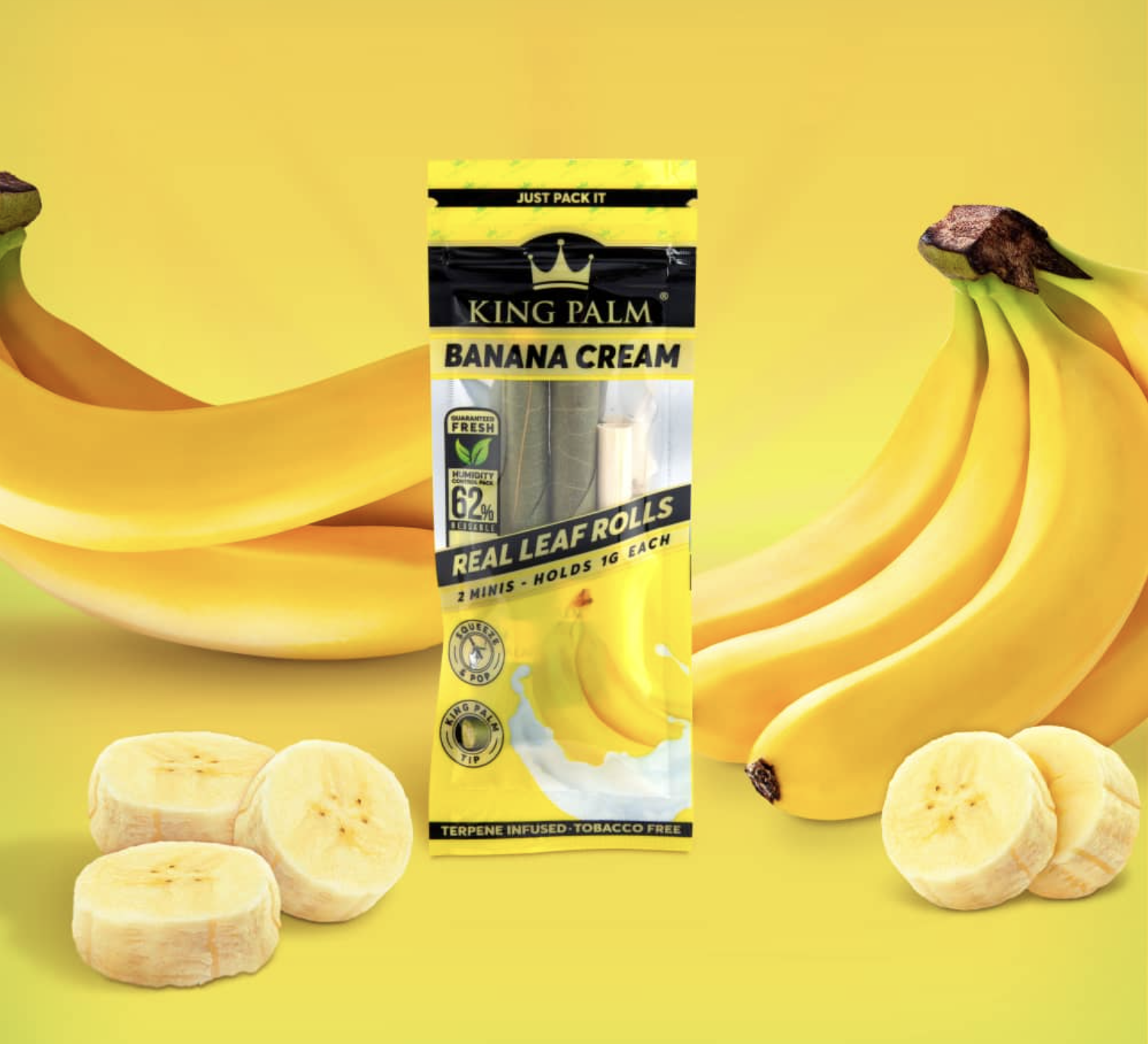 Photograph of product: KING PALM | Banana Cream | Leaf Tube | Mini Size 2pk