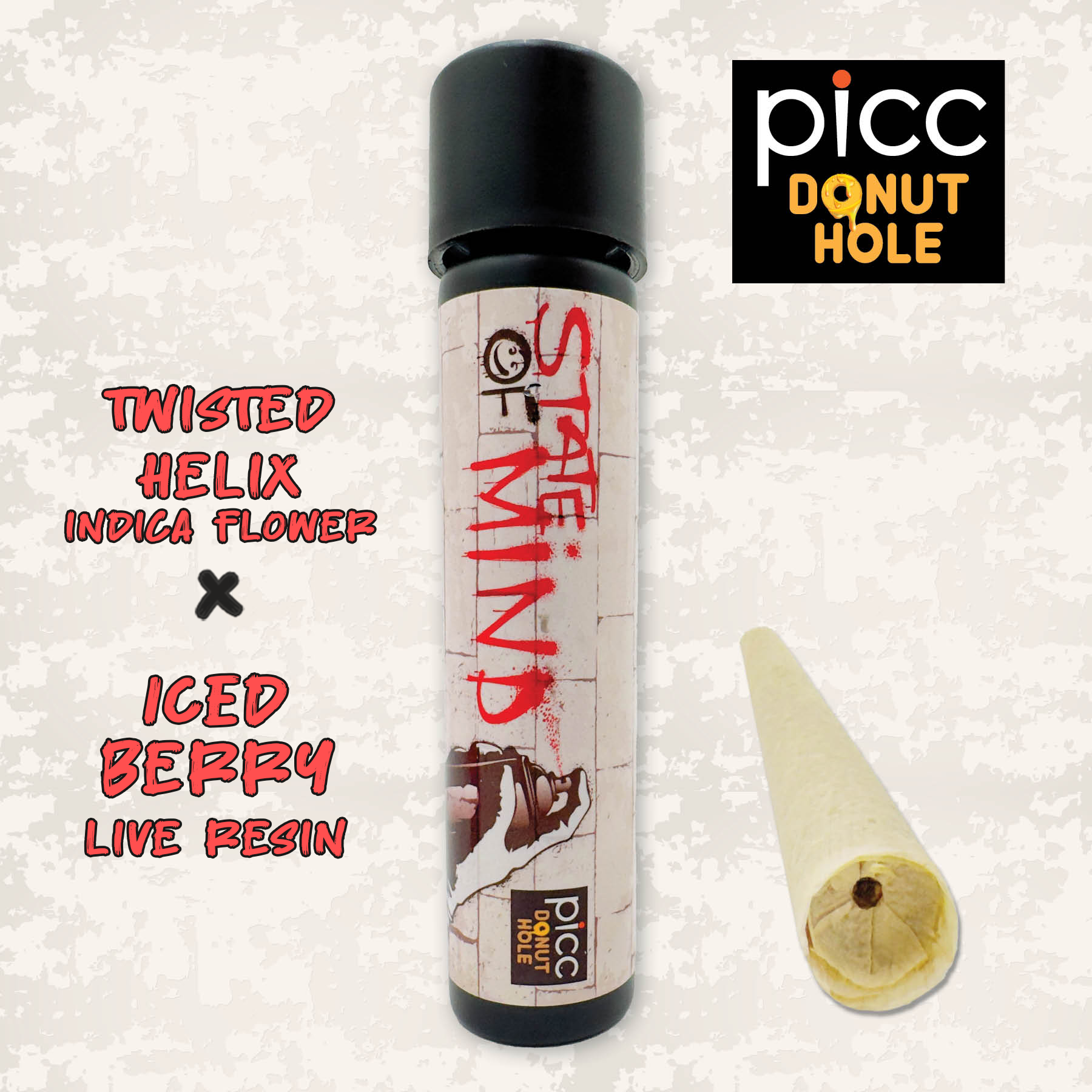 Photograph of product: STATE OF MIND | Infused Pre-roll | 1G SINGLE | Twisted Helix x Iced Berry Live Resin (I)