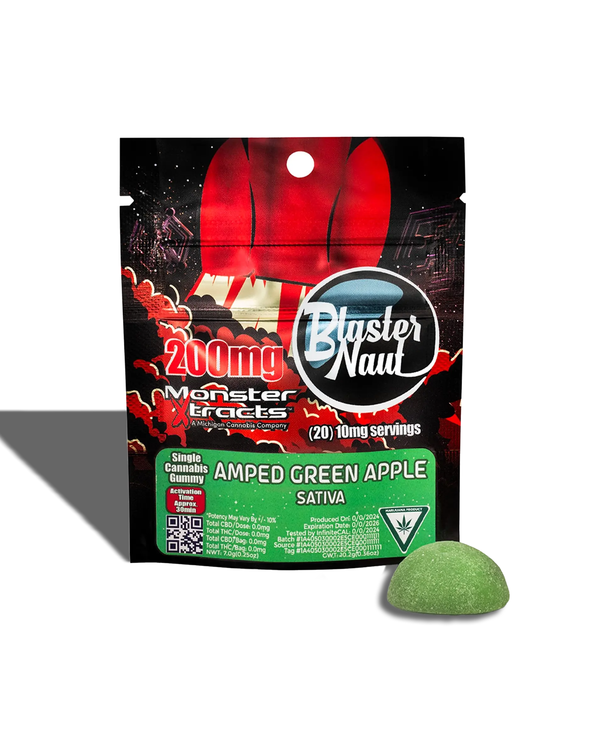 Photograph of product: Amped Green Apple Gummy | 200mg