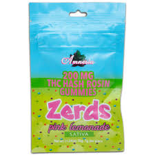 Photograph of product: Amnesia | Zerds | Pink Lemonade | 200mg | au chocolat Rosin Gummies