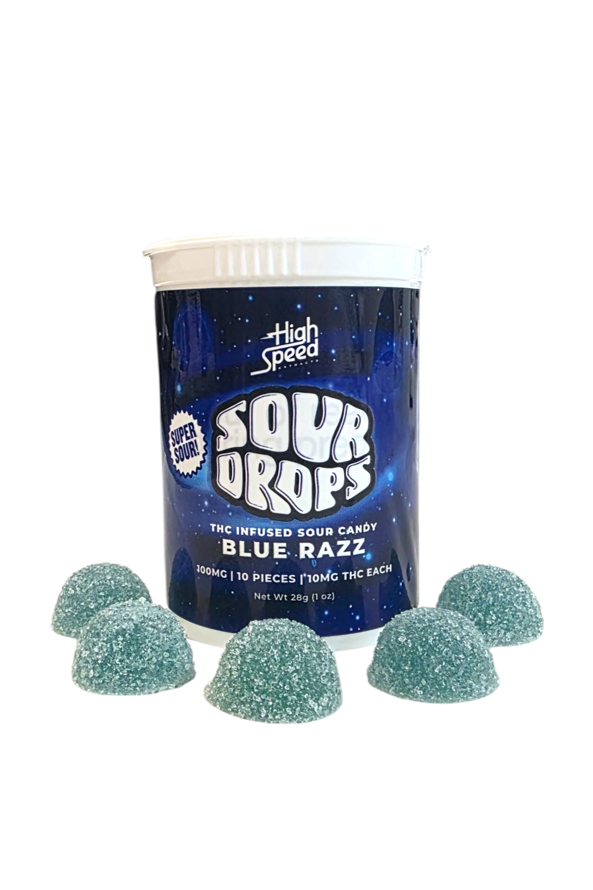 Photograph of product: 10mg Sour Drops - Blue Razz (10 Pack) - HSE