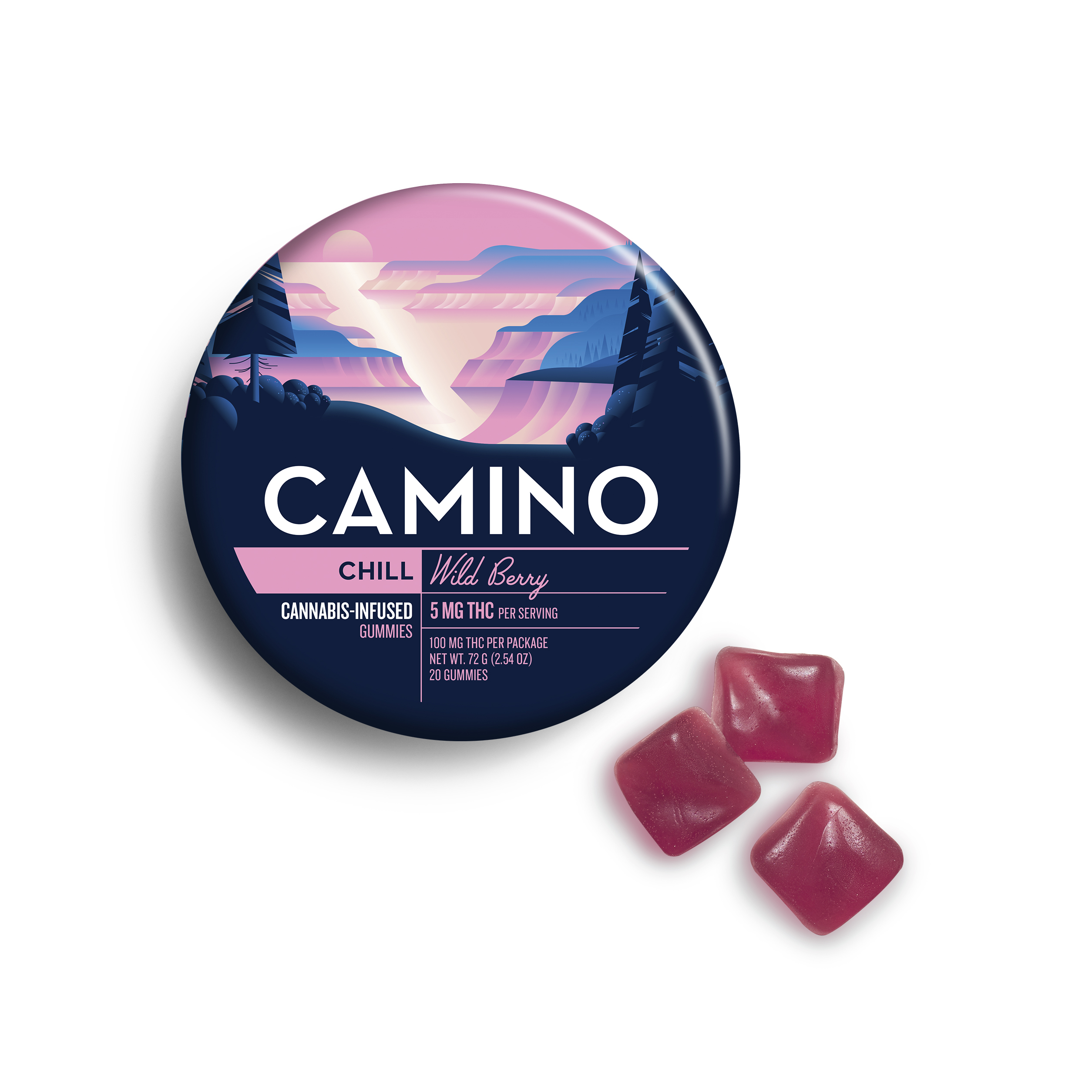 Photograph of Product: Camino 'Chill' Wild Berry Gummies [20pk] (100mg THC)