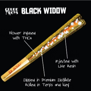 Photograph of product: Crude Boys - 1.3g Black Widow Preroll - Bahama Mama
