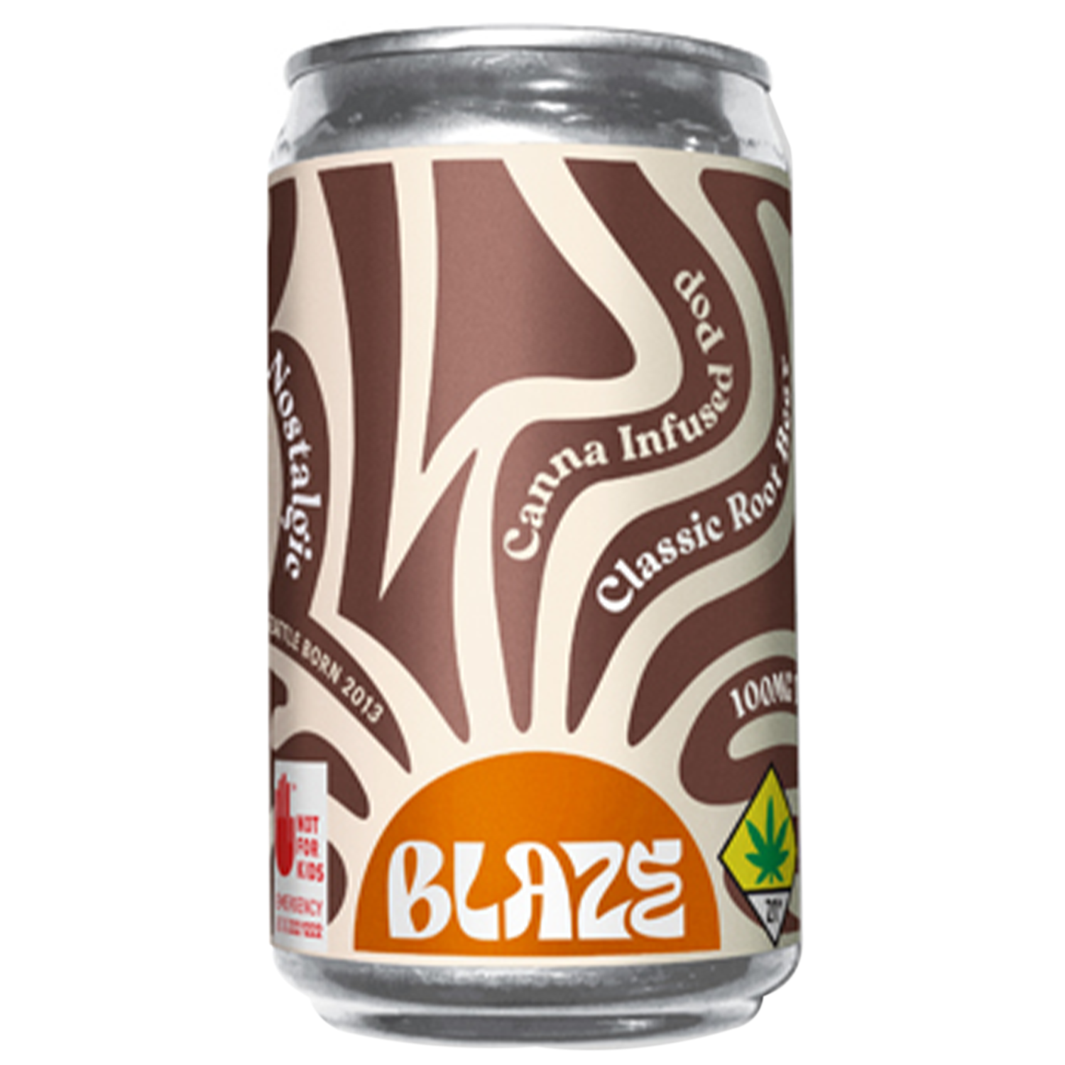 Photograph of product: Blaze Soda: Root Beer 100mg - 6oz Can