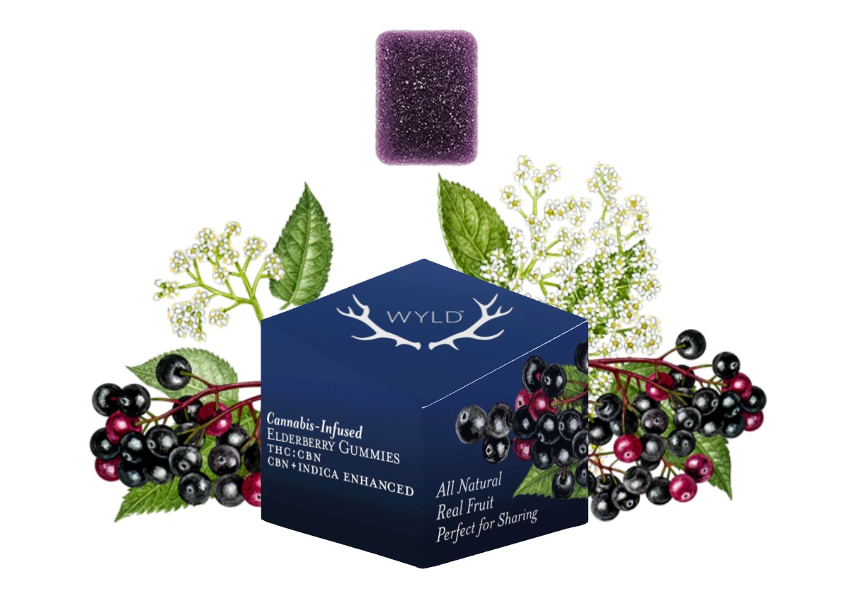 Photograph of product: 100mg | Elderberry 2:1 TH-oui:CBN | Gummies