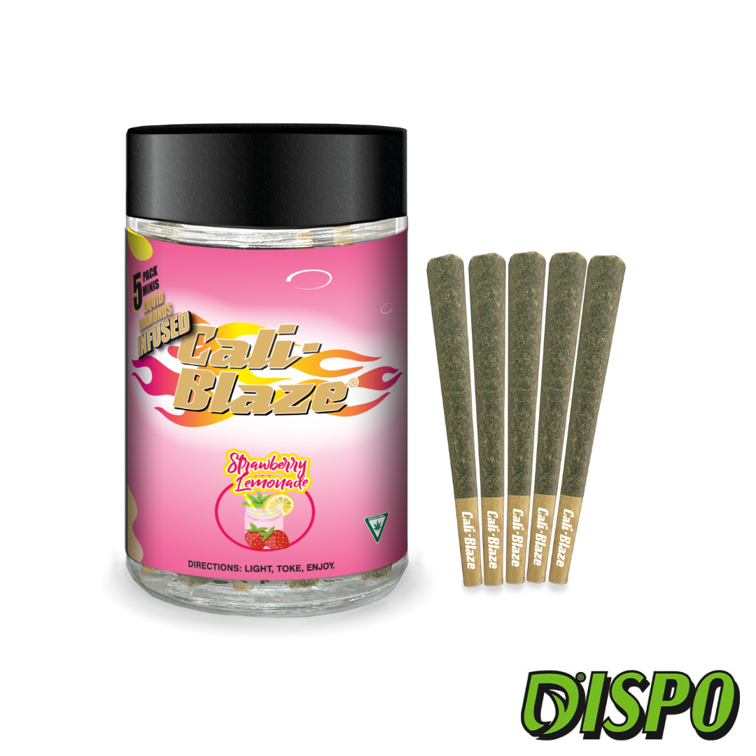 Photograph of product: Cali Blaze - Strawberry Lemonade 5pk Liquid Diamond Infused Pre-Rolls