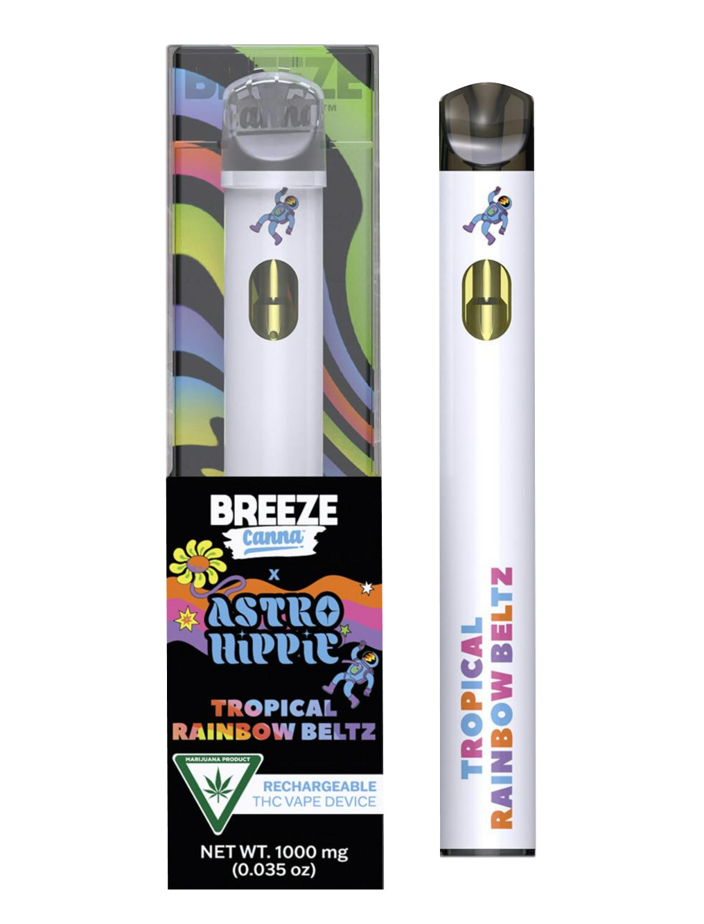 Photograph of product: Breeze Canna x Astro Hippie Tropical Rainbow Beltz Rechargeable Vape Rec