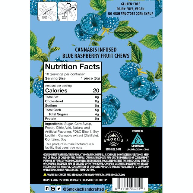 Photograph of product: Blue Raspberry | Fruit Chews 100mg