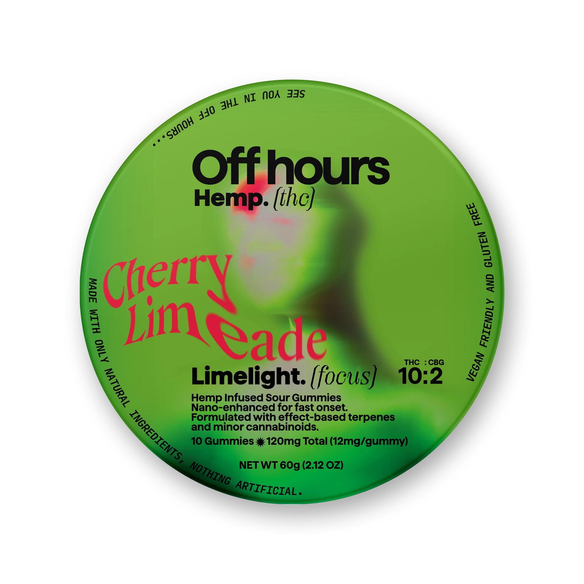 Photograph of product: Off Hours | Gummies 10 Pack | Limelight | Cherry Limeade | 100mg