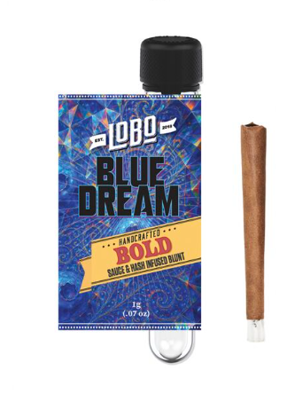 Photograph of product: Blue Dream 1g Bold Rosin Infused Glass Tip Blunt | Lobo |