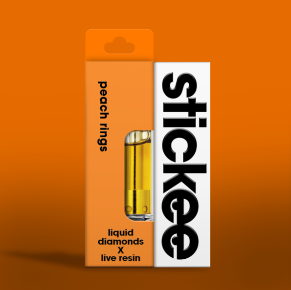 Photograph of product: Peach Rings | 510 Thread | Live Resin x Liquid Diamonds | Stickee